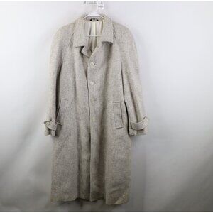 Deadstock Vintage 70s Mens 44R Atomic Fleck Wool Tweed Overcoat Jacket Gray USA
